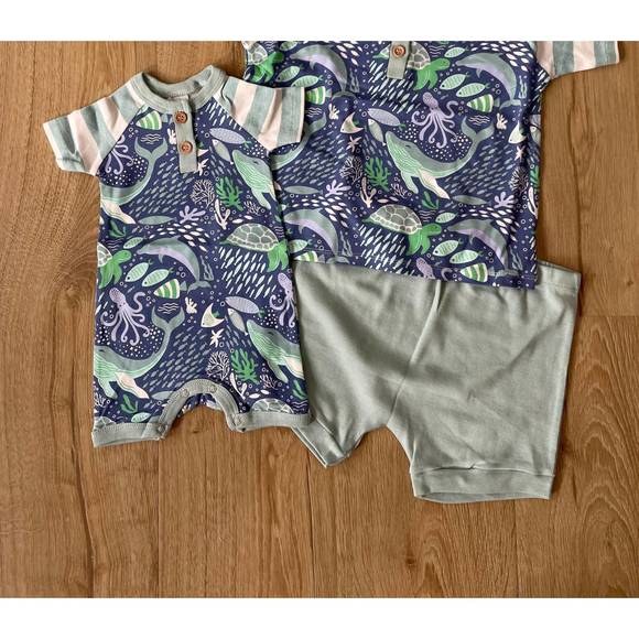 NEW TESA BABE baby boys ocean romper in multi - Picture 3 of 3